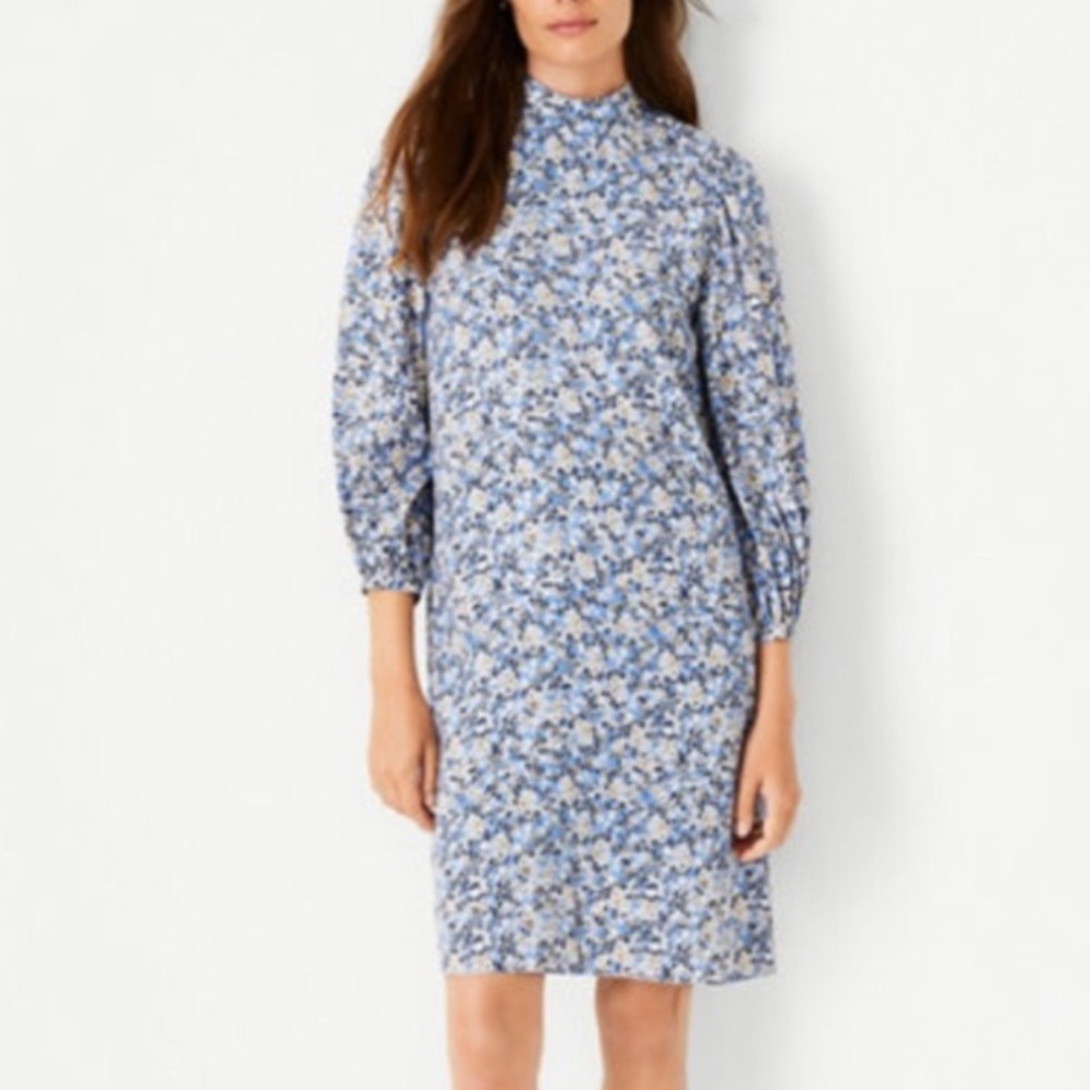 New: Ann Taylor Lined Mock Neck Floral Shift Dress. Size 10